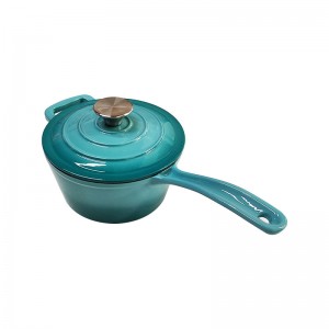 Enameled Customizable High Quality  Cast Iron  Milk Pan / Stock Pot With Long Handle
