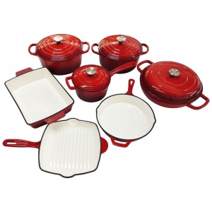 Customizable  Enameled Cast Iron Non Stick Cookware Set Cooking Pot Set For Kitchen