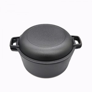 Pre-Seasoned BBQ Cast Iron Pot 2 In 1 Dutch Oven With Lid