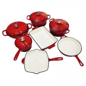 Customizable  Enameled Cast Iron Non Stick Cookware Set Cooking Pot Set For Kitchen