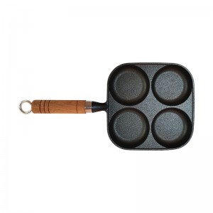 Non Stick Cast Iron Egg Pan Breakfast Cookware 4 Holes Omelette Pancake Frying Pan with long handle