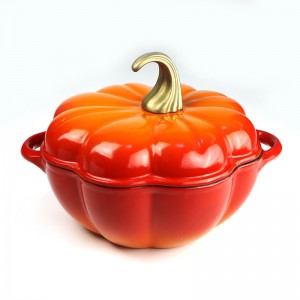 Premium Cast Iron Enamel Pot / Casserole With Pumpkin Shape