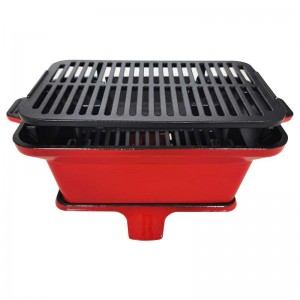 Cast Iron Camping Carbon Stove Outdoor Portable Rectangle Mini Family BBQ Grill