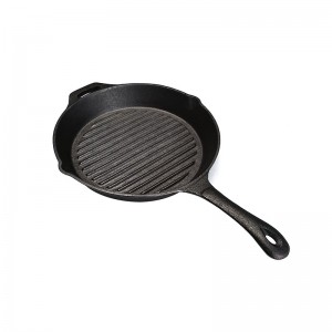 High Quality Pre-seasoned Camping Round  Cast Iron  Skillet With Rib
