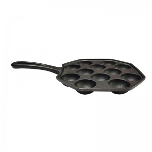 Pre-Seasoned 12 Holes Cast Iron  Cake Mould Pan/ Egg Frying Pot With  Handle