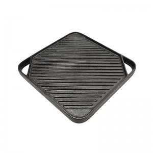 10 inch Square Pre-seasoned Cast Iron Double Sided Grill Griddle for cooking pancakes Porterhouse steaks