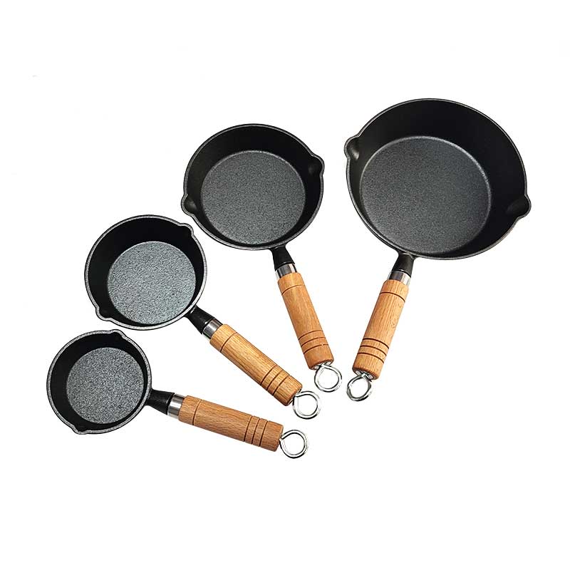 Premium Pre-seasoned Cast Iron Skillet With Wooden Handle 4-piece Set Featured Image