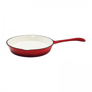 Premium Household Enamelled Cast Iron Frying Pot  / Skillet With Long Handle