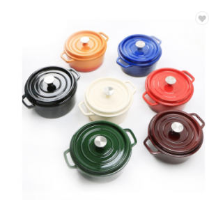 High Quality Double Ears Cast Iron Casserole Cooking Pot na May Makukulay na Enamel Coating
