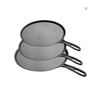 Taas nga kalidad nga Custom Metal Cast Iron Skillet Frying Pans Round Simple Itlog Flat Pan