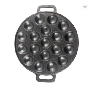 Factory Price 19 Holes Round Pre-Seasoned Cast Iron Bakeware Nonstick Cake Mould Pan