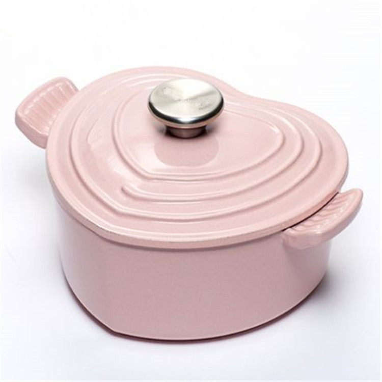 High Quality Double Ears Cooking Pot - Heart shape enamel cast iron pot – DEBIEN