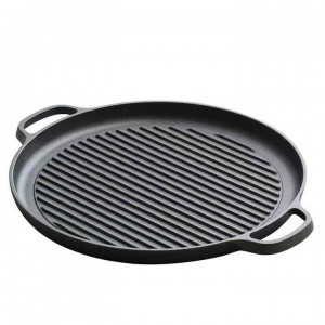 Durable Pre-seasoned round cast iron BBQ griddle plate