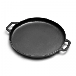 Premium Pre-Seasoned Cast Iron Round Double Loop Handle Grill Pan