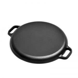 Ang Premium Pre-Seasoned Cast Iron Round Doble Loop Handle Grill Pan