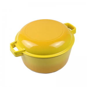 Multi Function Premium Enameled Double Use 2 In 1 Cast Iron Dutch Oven with Skillet Lid