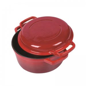 Colorful Premium Enameled 2 In 1 Cast Iron Dutch Oven with Skillet Lid
