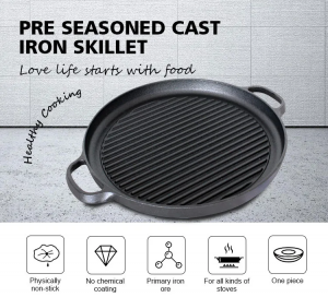Pra-Seasoned Quality High malik ganda Dipaké Datar matak Beusi grill Panci / BBQ Griddle Plate