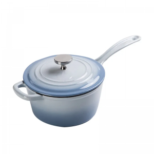 Premium Cast Iron Enamel Milk Pan Stew Pot / Stock Pot Dengan Pegangan Besi