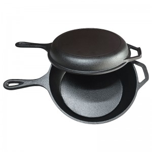 Cast Iron cookware pots/cookware pans 2 in 1 kitchenware