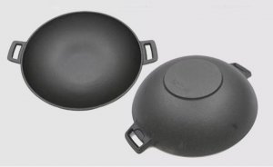 Premium Customizable Pre-seasoned Cast Iron Cooking Pot Wok With Two Ears