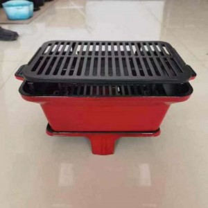Cast Iron Camping Carbon Stove Outdoor Portable Rectangle Mini Family BBQ Grill