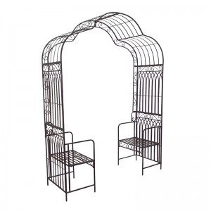Outdoor Rustic Gothic Garden Arch with Seat Garden Arbour for Climbing Plant
