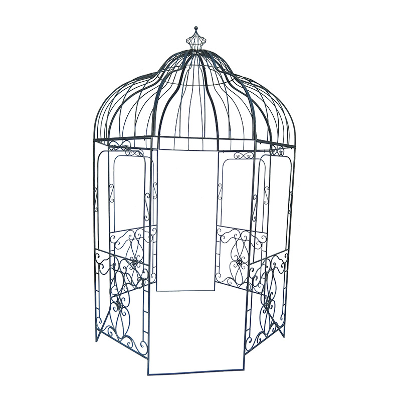 Silvery Black Metal Outdoor Gazebo with Crown Top for Outdoor Living or Wedding Décor