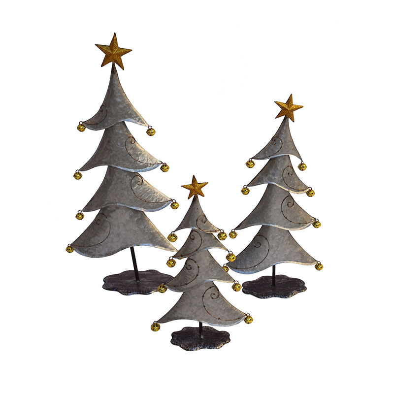 Metal Chrëschtdag Bam Dekoratioun mat Jingle Bells fir Table Top Dekor Chrëschtdag Ornamenter