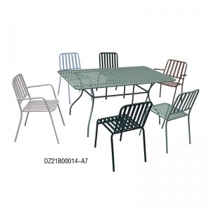 Modern 7 Pieces Patio Dining Set Metal Outdoor Furniture for 6 Persons