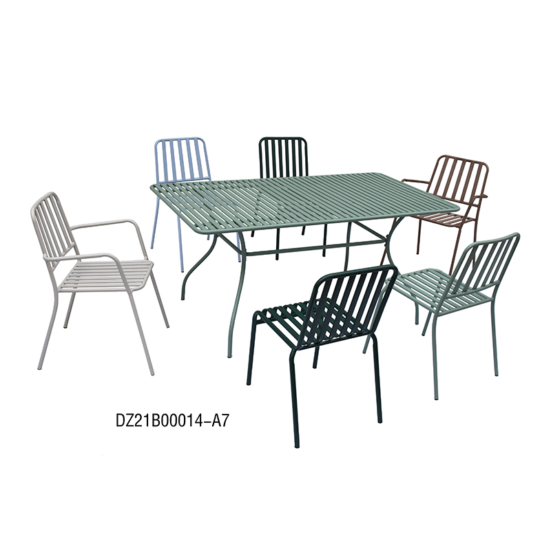 Modern 7 Pieces Patio Dining Set Metal Outdoor Furniture for 6 Persons Featured Image