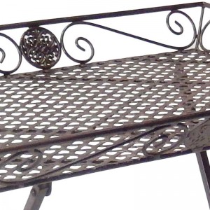Rustic Folding Metal Tray Table with Casting Ornament and S-wire Decor