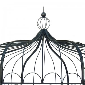 Silvery Black Iron Gazebo with Ball Spire for Outdoor Living or Wedding Decoration