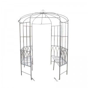 Outdoor Gothic Garden Arbor Seat Metal Benches and Pavilion for Climbing Plant