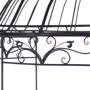 Foișor de grădină din metal rustic cu decor de crin din sârmă pentru locuințe în aer liber sau decorațiuni de nuntă