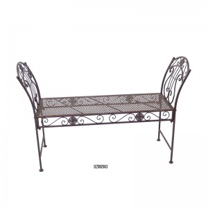 Electric Bass Metal 2-Seat Backless Bench Rustic Brown Colour for Outdoor Garden Patio