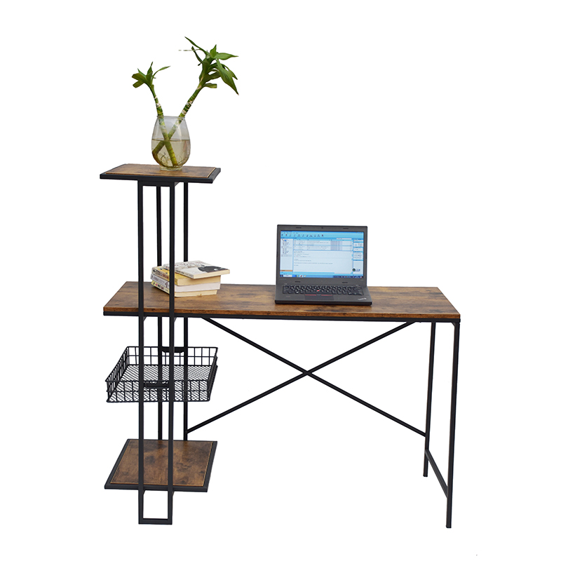 Винтиџ компјутерско биро со карбонизиран МДФ работна површина за мебел за работна соба за домашна канцеларија