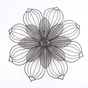 Placă modernă de perete cu flori din sârmă art deco, rotundă, cu 2 straturi, de 23,5 inci