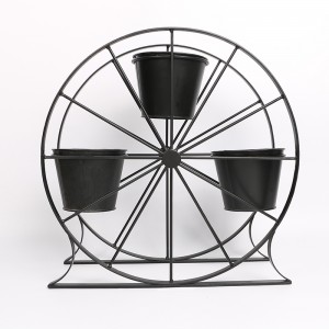 Ferris Wheel 3 Pots Metal Plant Stand Flower Pot Holder for Home Garden Patio and Balcony
