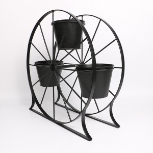 Ferris Wheel 3 Pots Metal Plant Stand Flower Pot Holder for Home Garden Patio and Balcony