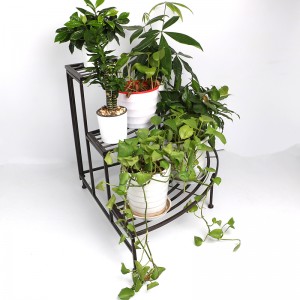 Scaffale angolare per espositore per vasi da fiori con scala in metallo a 3 livelli per patio e balcone del giardino di casa