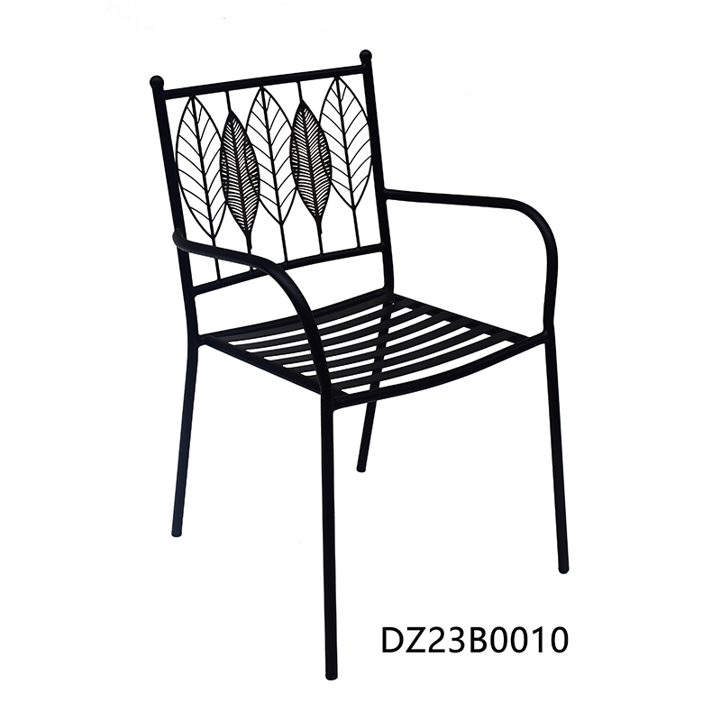 Patio Dining Seat Bistro Chair Stackable Metal Armrest Garden Yard Outdoor All-Weather Iron Chair
