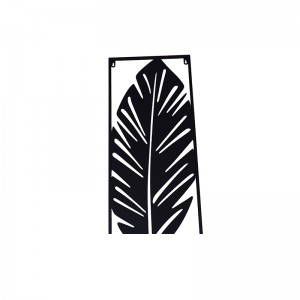 Leaf Wall Sculpture Home Decor with Frame Black Metal Wall Plaque