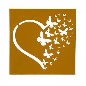 Yellow Metal Butterfly Wall Art Heart Shaped Wall Decor Wall Hanging Ornament for Home Decor