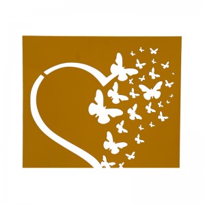 Yellow Metal Butterfly Wall Art Heart Shaped Wall Decor Wall Hanging Ornament for Home Decor