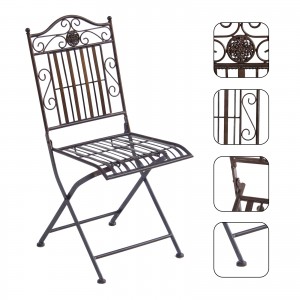 3 Pieces Outdoor Bistro Set Metal Folding Table and 2 Foldable Chairs