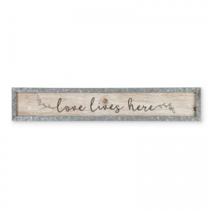 Set of 2 Assorted Metal and Wood Wall Decor Message Signs Plaque