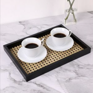 Multi-purpose Wood Serving Tray Food Storage Tray Decorative Tray with Mesh Design