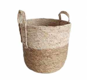 Woven handled basket hanging or floor basket