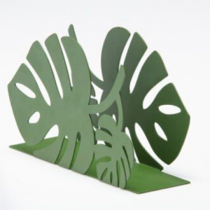 Bavou Breeze Leaf Servethouer, Metalin Swart, Groen, Wit Kleur